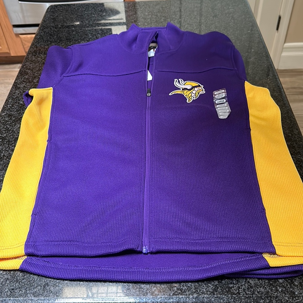 Minnesota Vikings Men’s waffle cloth full zip jacket. Size large NWT